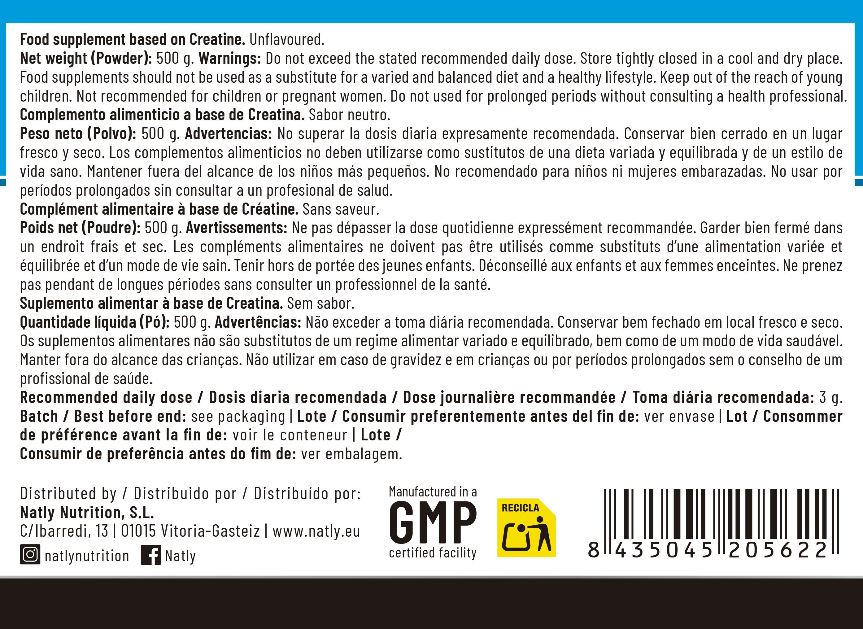 Natly | Creatine Creapure 300g