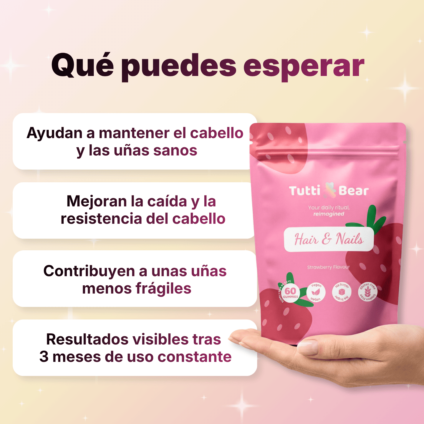 Gominolas para Cabello y Uñas 60 Unidades | Tutti Bear
