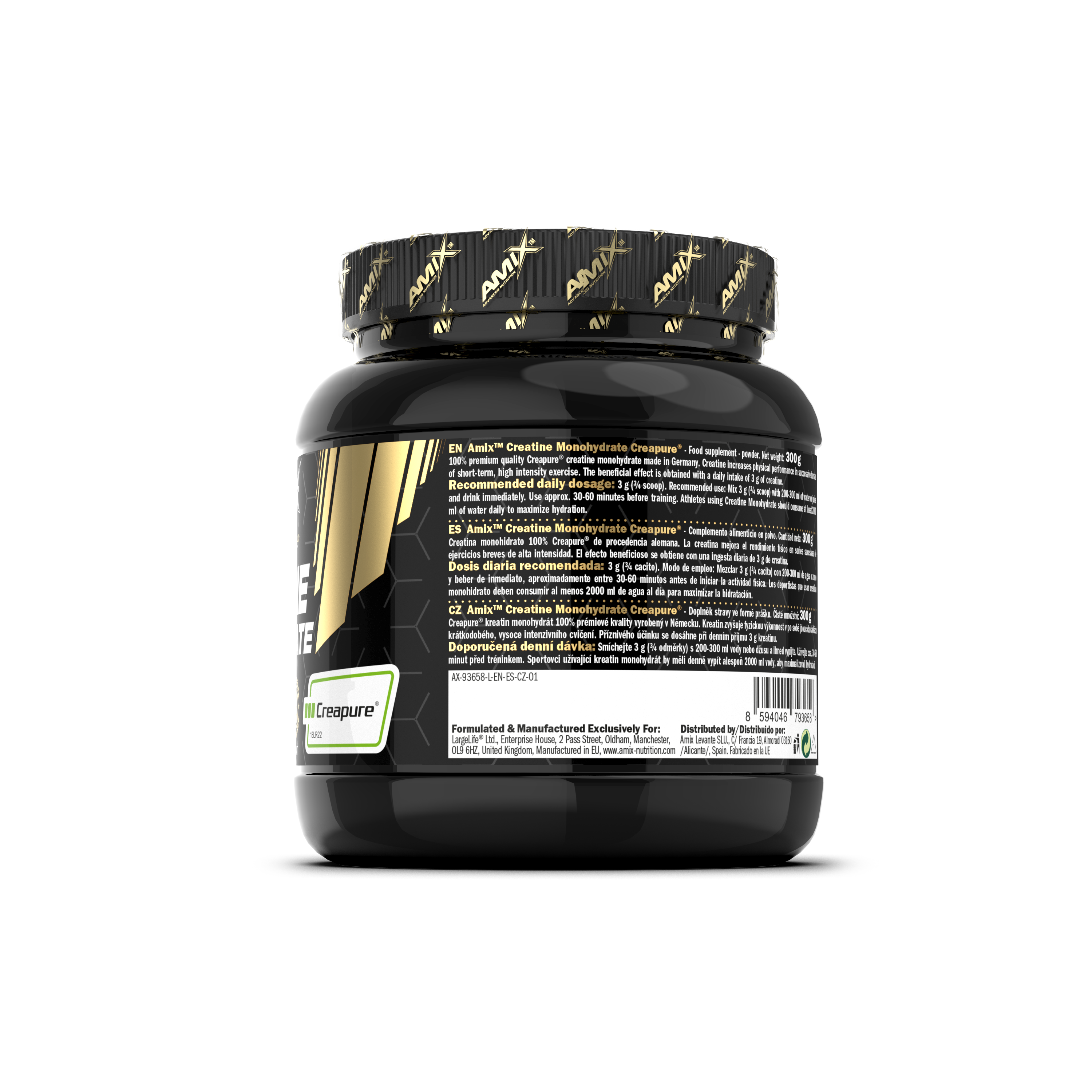 Creapure Creatina 300 g Linea Black Line y Performance | Amix