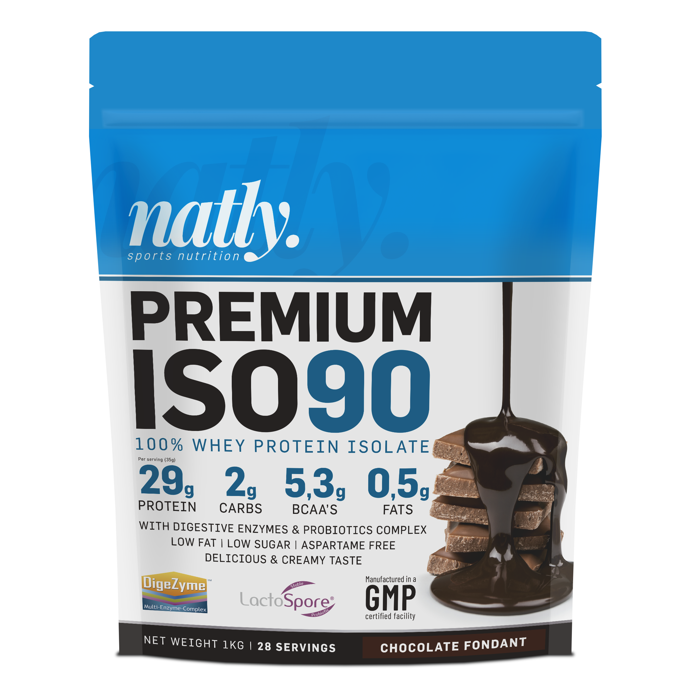 Natly Premium ISO90 1kg sabor Chocolate Fondant
