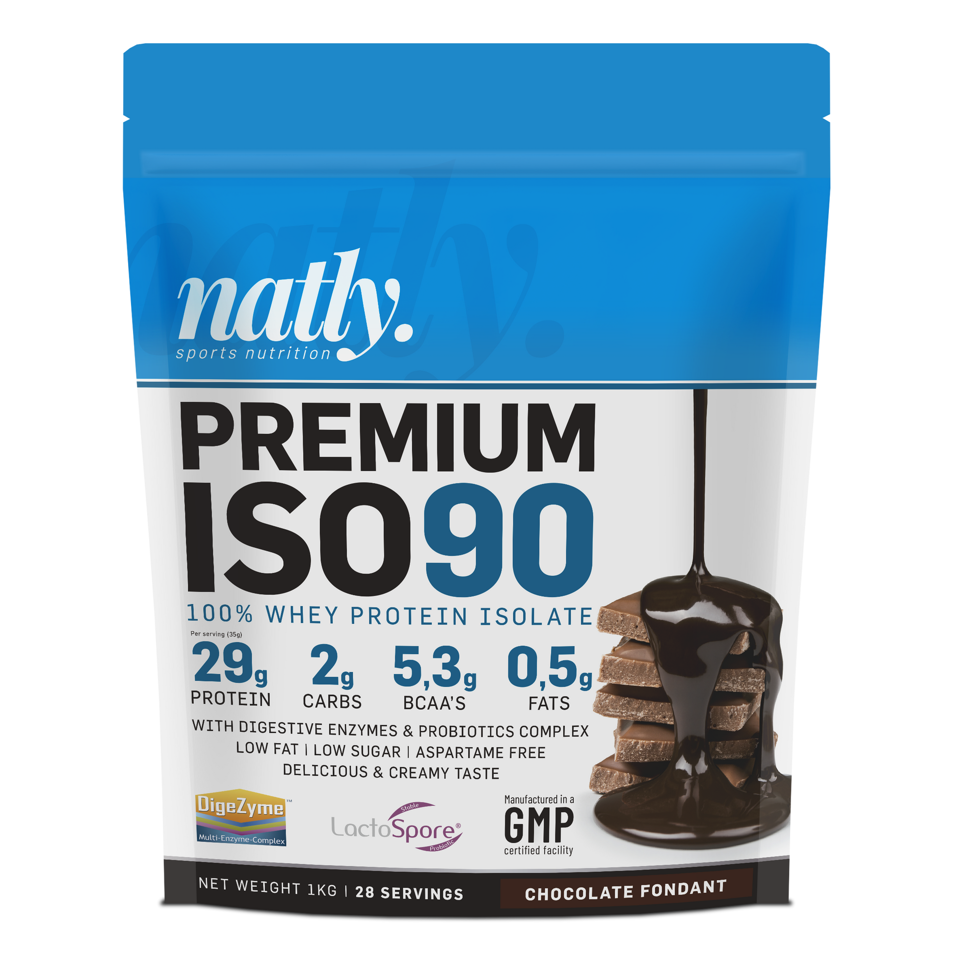 Natly Premium ISO90 1kg sabor Chocolate Fondant
