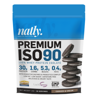 Natly Premium ISO90 1kg sabor Cookies & Cream