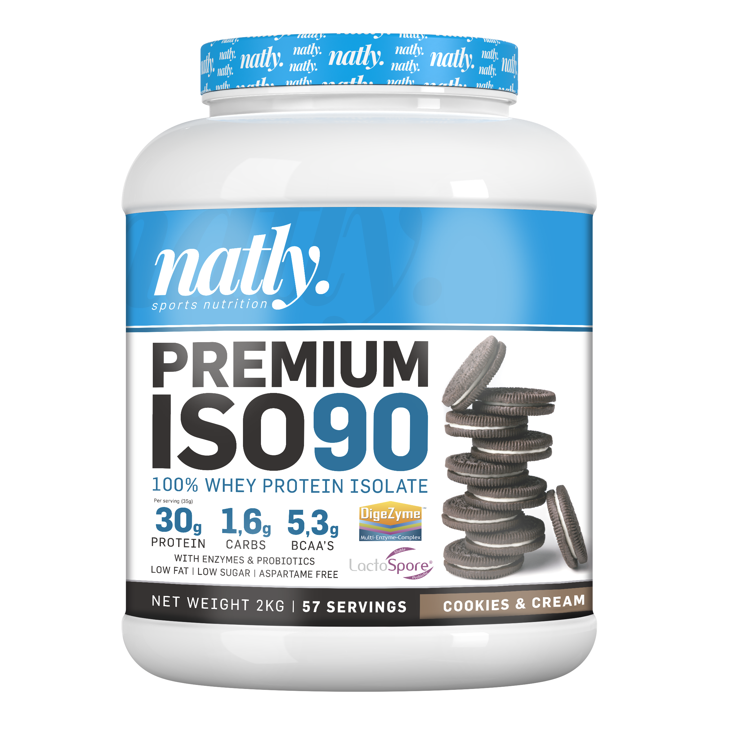 Natly Premium ISO90 2kg sabor Cookies & Cream