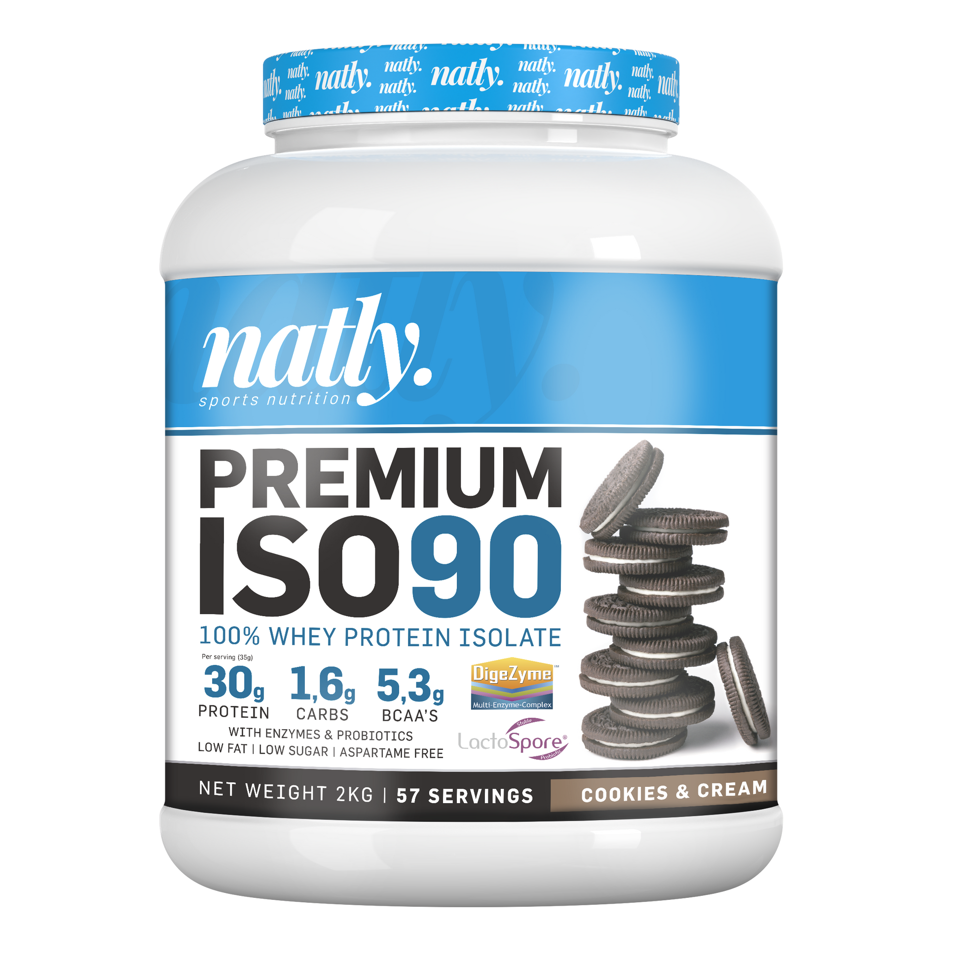 Natly Premium ISO90 2kg sabor Cookies & Cream