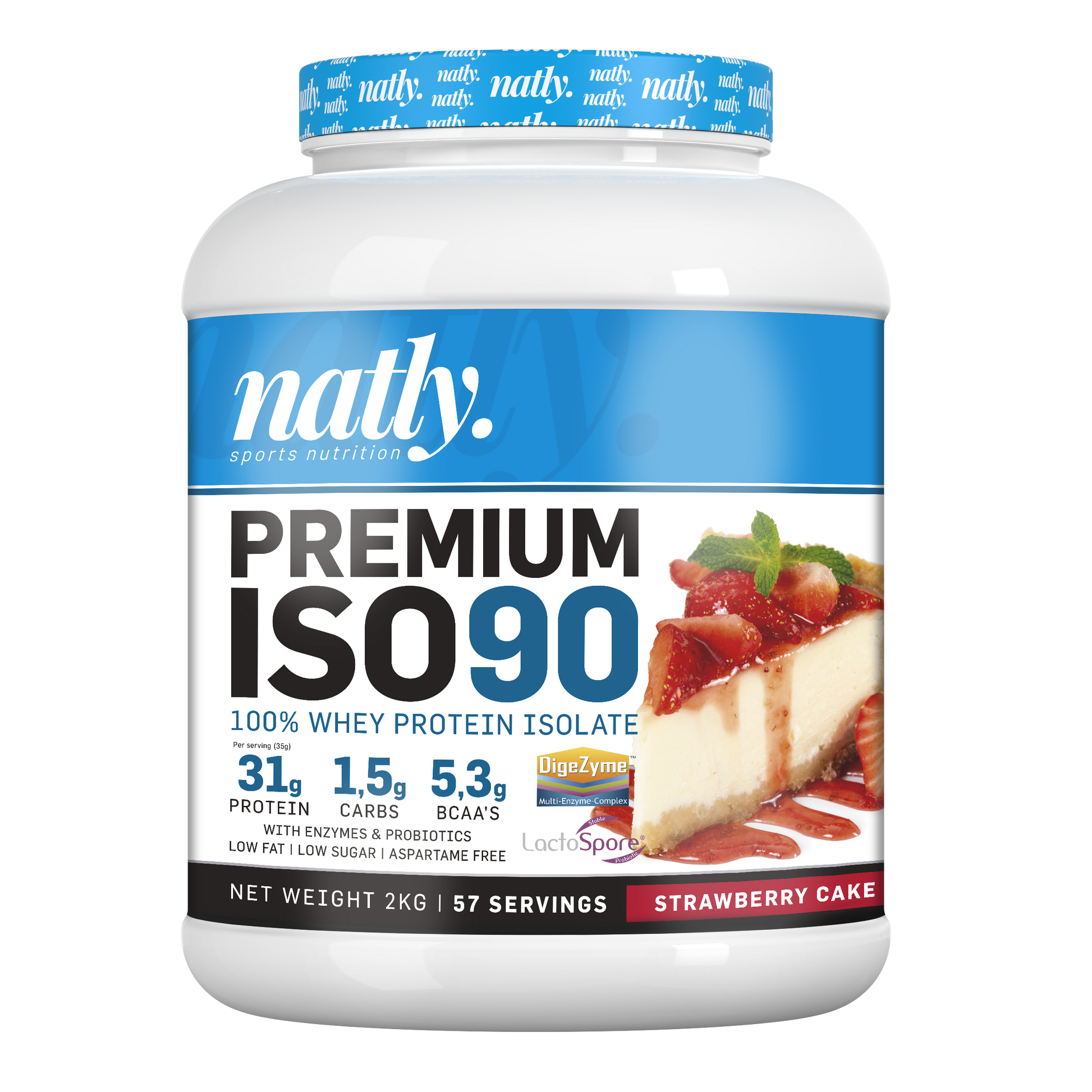 Natly Premium ISO90 2kg sabor Strawberry Cake