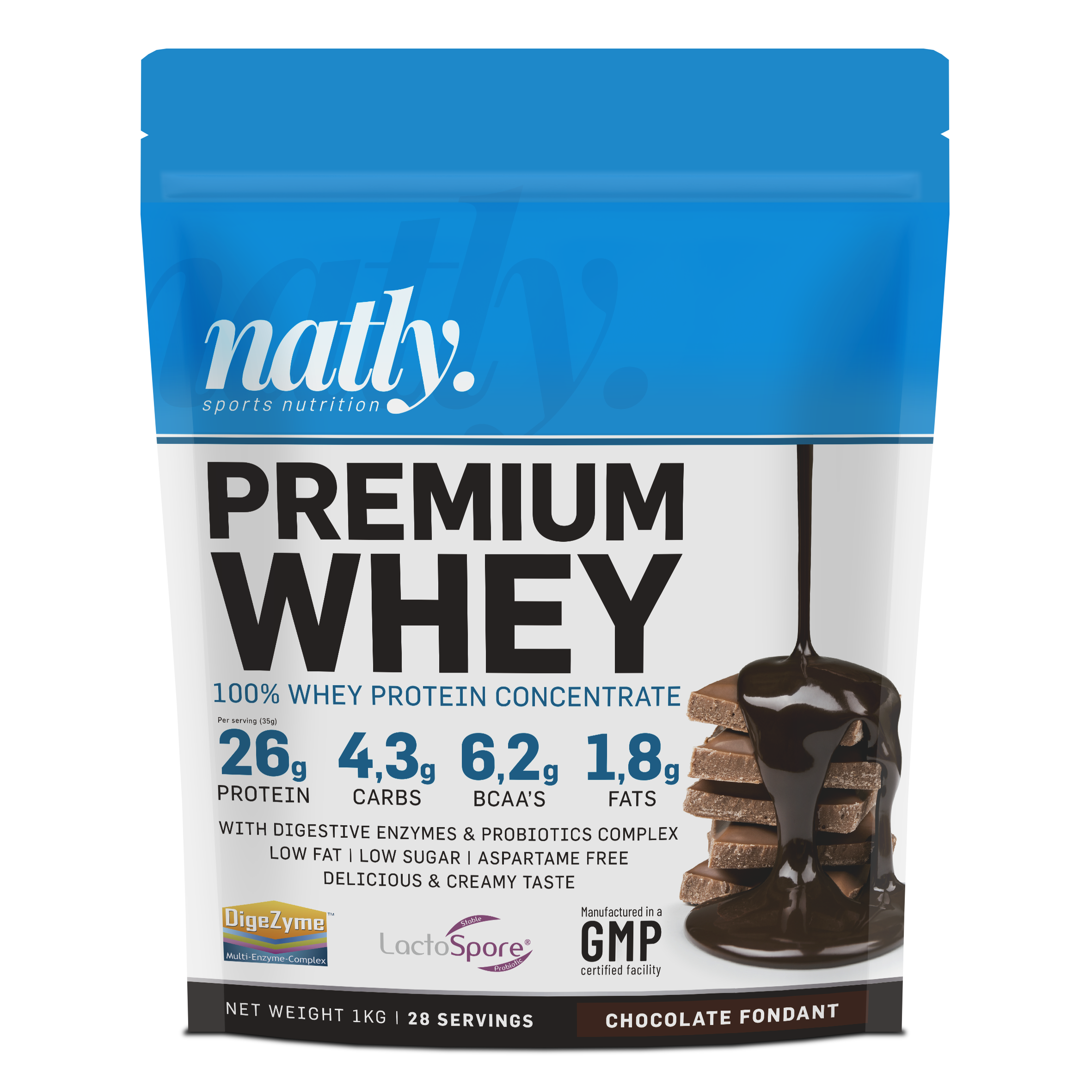 Natly Premium Whey 1kg sabor Chocolate Fondant