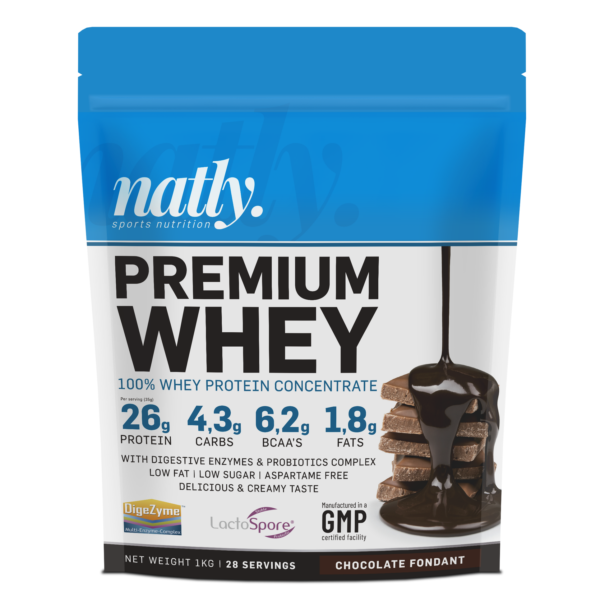 Natly Premium Whey 1kg sabor Chocolate Fondant