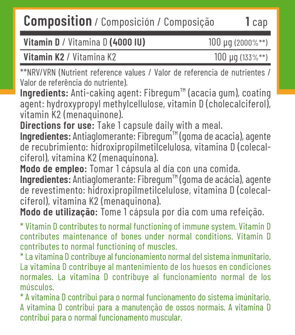 Vitamina D3+K2 60 cápsulas Natly, foto 2